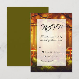 Märchenhafte Amber-Wald-Hochzeit RSVP Karte