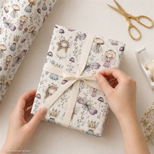 Märchenhafte Feen- und Pilz-Pastell-Blumengarten Geschenkpapier