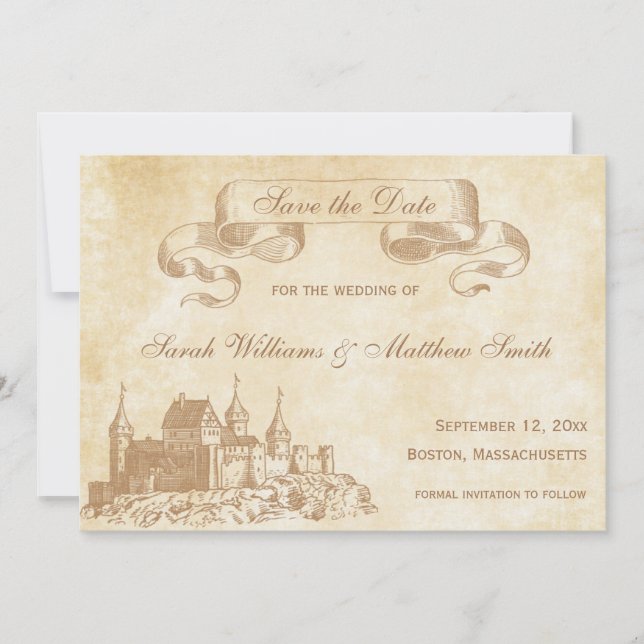 Märchenhafte Hochzeit Sichern des Datums Save The Date (Vorderseite)