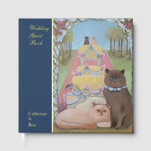 Märchenhafte Hochzeitskatzen 12 Zoll x 12 Zoll Gol Gästebuch