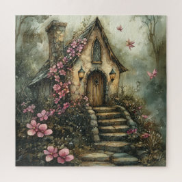 Märchenhafte Hütte mit rosa Blume