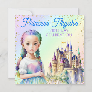 Märchenhafte Pastell-Prinzessin Fantasy-Regenbogen Einladung