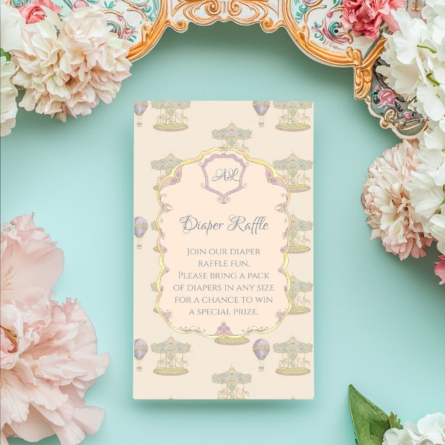 Märchenhafte Vintage Vergnügungspark Kinderdusche Begleitkarte (Von Creator hochgeladen)