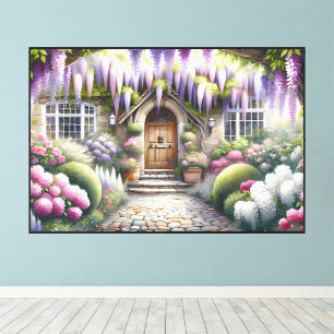 Märchenhafter Cottage-Gartenweg Leinwanddruck