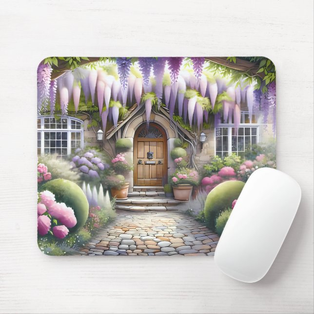 Märchenhafter Cottage-Gartenweg Mousepad (Mit Mouse)