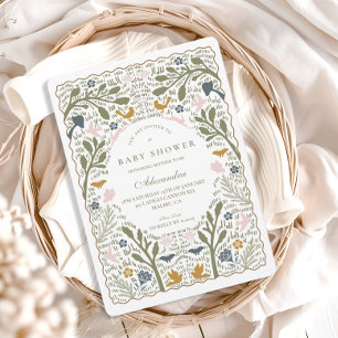 Märchenhaftes botanisches Babyshower Einladung
