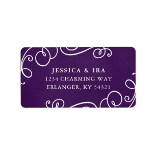 Märchenhaftes Hochzeitsplatz-Label in Royal Lila Adressaufkleber
