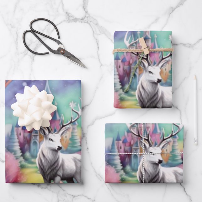 Märchenhaftes, Lila und Aquamarines Wasserfarben W Geschenkpapier Set (Vorderseite)