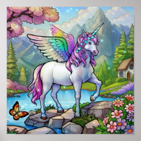 Märchenhaftes Regenbogen-Einhorn-Pegasus-Königreic
