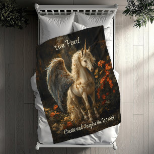 Märchenhaftes Vintage-Einhorn Fleecedecke