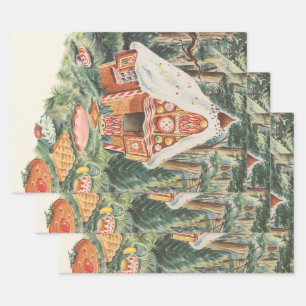 Märchenhaus aus Hansel und Gretel, Süßigkeitenhaus Geschenkpapier Set