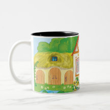 Märchenhaus mit rotem Cartoon und Patio