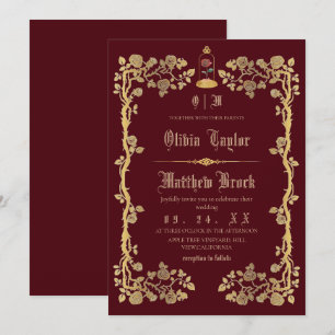Märchenhochzeit mit Biest und Schönheit Einladung