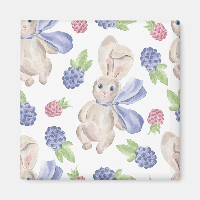 Märchenhof Bunny Rabbit mit Florals Muster Magnet (Vorne)