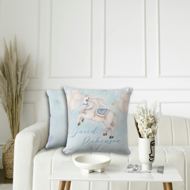 Märchenjunge Pony Blue Ballons Stars Kissen (Von Creator hochgeladen)