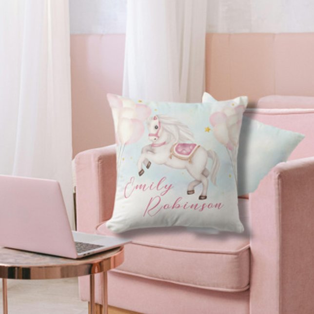 Märchenjunge Pony Rosa Ballons Stars Kissen (Von Creator hochgeladen)