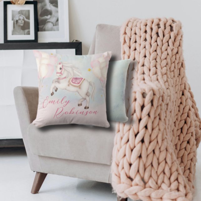 Märchenjunge Pony Rosa Ballons Stars Kissen (Von Creator hochgeladen)