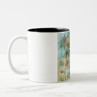 Märchenland - Alice im Wunderland-Collage Zweifarbige Tasse