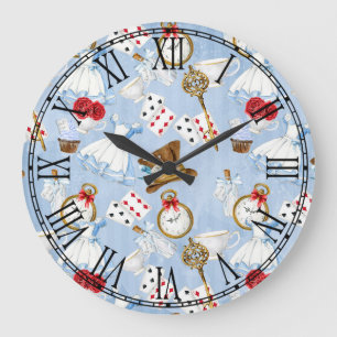 Märchenland-Alice-Muster Große Wanduhr