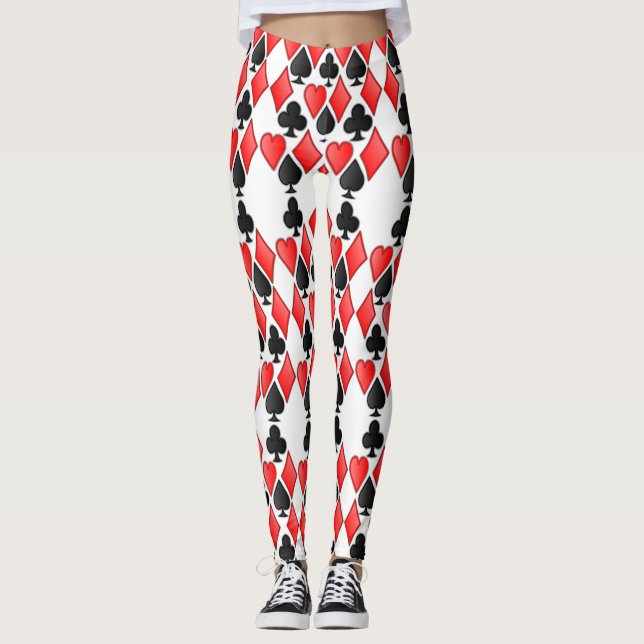 Märchenland-Diamant-Spaten-Herz und Verein-Druck Leggings (Vorderseite)