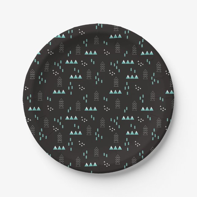 Märchenland-geometrisches Nachtmuster Pappteller (Vorderseite)