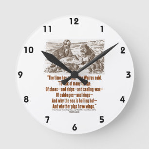 Märchenland, welches die Zeit das Walroß gekomme Runde Wanduhr