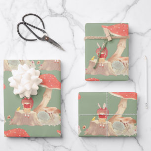 Märchenlesen: Hasenmädchen unter rotem Pilz Geschenkpapier Set