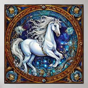 🌙 Märchenpferd Verzierte Kreis Fantasie Elegant Poster