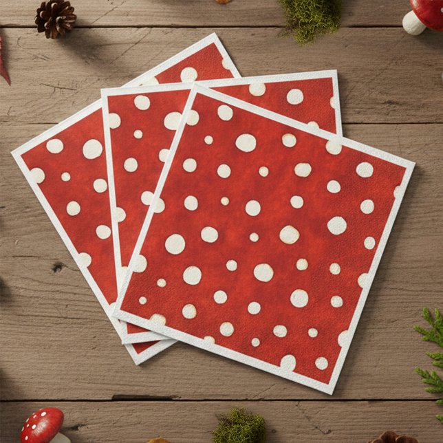 Märchenpilz Rot-Weiß-Punktmuster  Serviette (Fairy Mushroom Red and White Polka Dot Pattern Napkins)