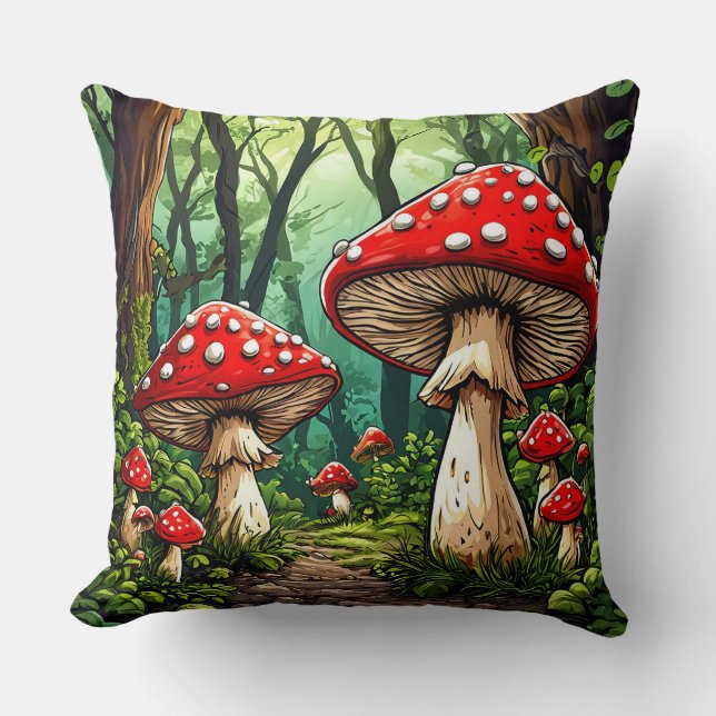 Märchenpilze im Wald Kissen (Vorderseite)