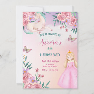 Märchenprinzessin Einhorn Magie Einladung