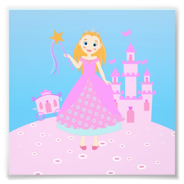 Märchenprinzessin in Pink-Birthaday-Party Fotodruck (Vorne)