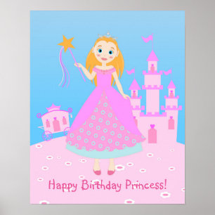 Märchenprinzessin in Pink-Birthaday-Party Poster