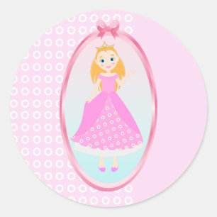 Märchenprinzessin in Pink-Birthaday-Party Runder Aufkleber