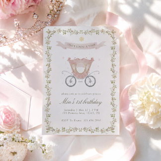 Märchenprinzessin Kutsche 1. Geburtstag Einladung