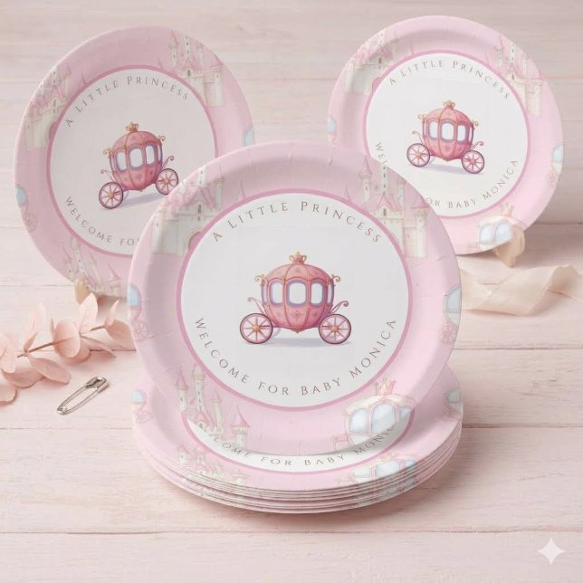 Märchenprinzessin-Kutsche-Geburtstagspapier-Teller Pappteller (Von Creator hochgeladen)