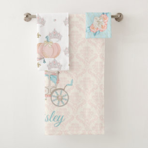 Märchenprinzessin Kutsche Glasschuh Kürbis Badhandtuch Set