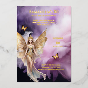 Märchenprinzessin lila Gold Folieneinladung