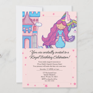 Märchenprinzessin mit Unicorner Geburtstagsparty Einladung
