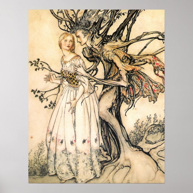 Märchenprinzessin und Baumelf-Poster Poster (Vorne)