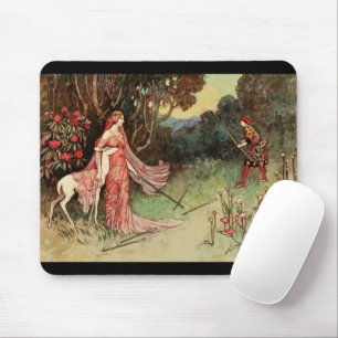 Märchenprinzessin und weißes Reh Mousepad