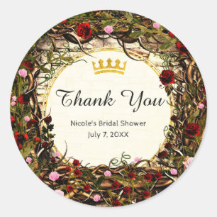 Märchenprinzessin Vintage Briar Rose Party Favor Runder Aufkleber