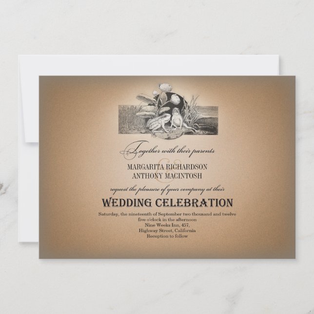 Märchenromantik Vintage Einladung zur Hochzeit (Vorderseite)