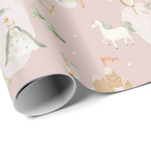 Märchenschloss-Einhorn-Prinzessin-Nursery-Baby-Mäd Geschenkpapier