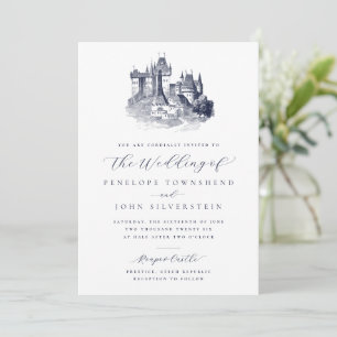 Märchenschloss-Illustrationsskript Hochzeit Einladung