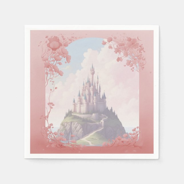 Märchenschloss Liebe Hochzeit Serviette (Vorderseite)