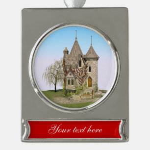 Märchenschloss Perfektes Geburtstags- und Fantasy- Banner-Ornament Silber