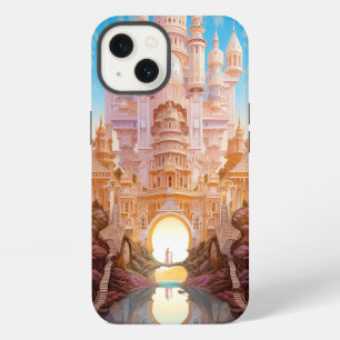 Märchenschloss Rosa Weiß Gold Fantasy Kunst iPhone Hülle