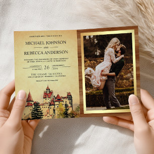 Märchenschloss Storybook QR-Code Hochzeit Einladung