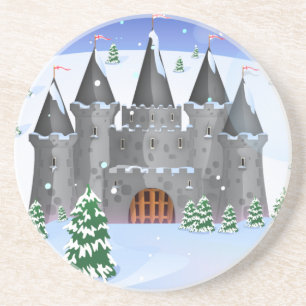 Märchenschloss Winter Schneee Sandstein Untersetzer